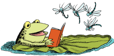 read_a_book_frog_&_dragonflies