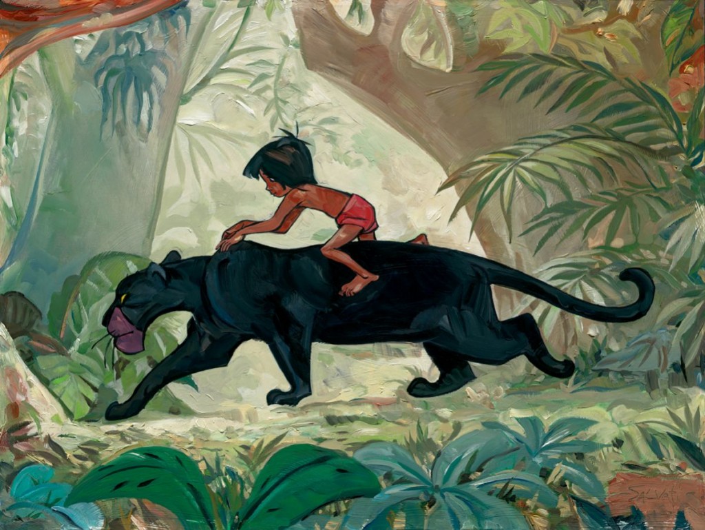 Mowgli a lomos de Bagheera